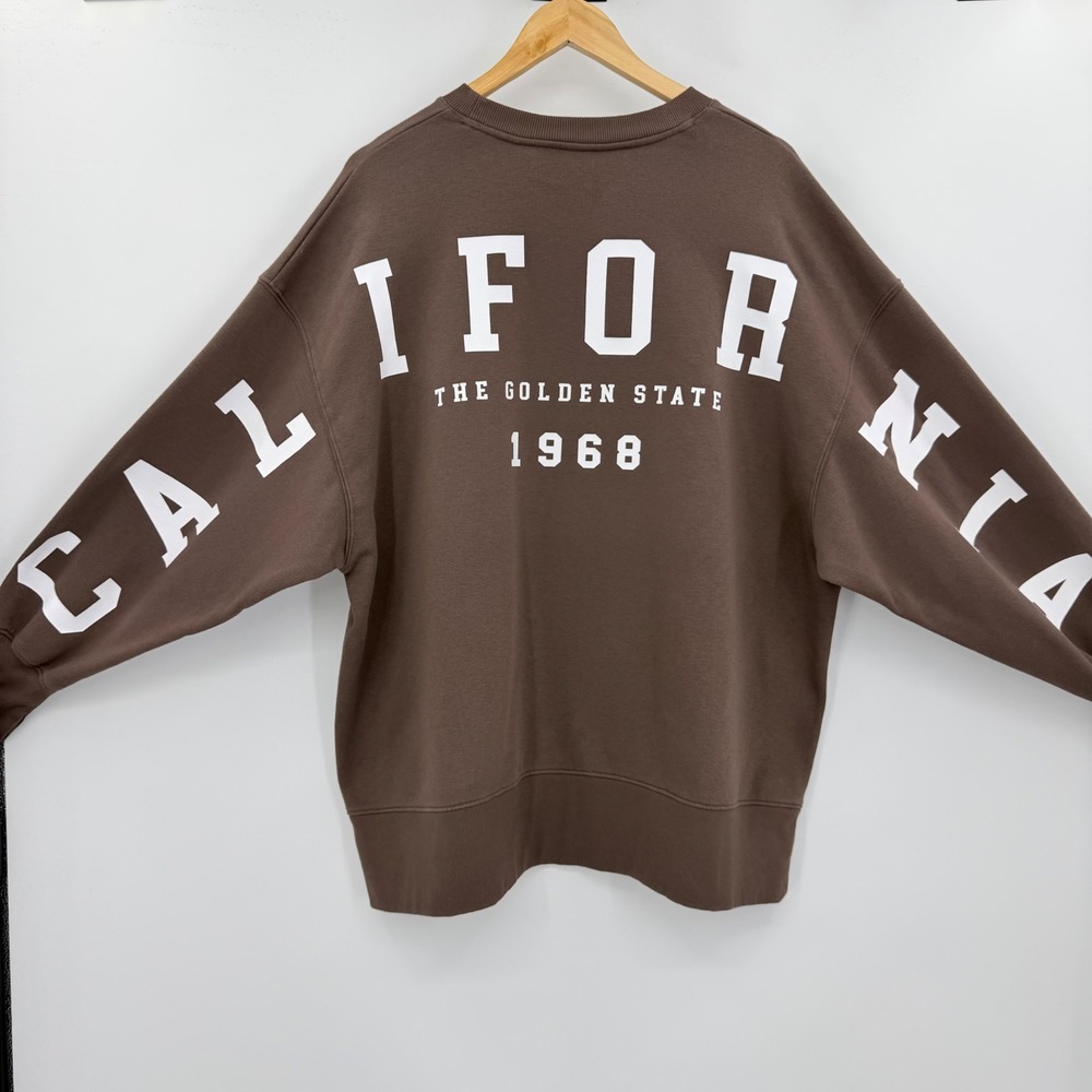 Wild Fable California Golden State Oversized Sweatshirt Brown XL Thumbholes - Picture 2 of 7